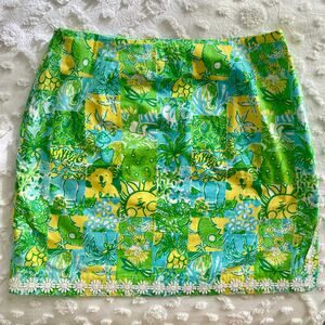 VTG Lilly Pulitzer Crazy Quilt Patch Mini Skirt Womens Size 12 Patchwork